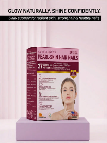 AJ Wellness Pearl Skin Hair Nails - Support Skin Health, Nail Strength & Hair Growth