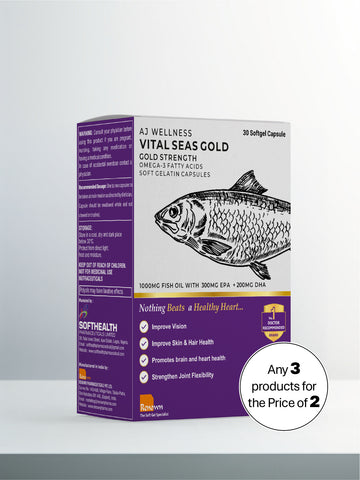 AJ Wellness VITAL SEAS PLUS (Gold) - High-Strength Omega-3 Fish Oil Supplement