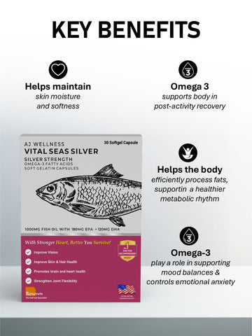 AJ Wellness Vital Seas (Silver) - Pure Omega-3 for Heart, Brain & Joint Health