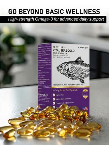AJ Wellness VITAL SEAS PLUS (Gold) - High-Strength Omega-3 Fish Oil Supplement