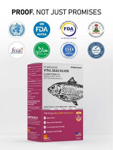AJ Wellness Vital Seas (Silver) - Pure Omega-3 for Heart, Brain & Joint Health